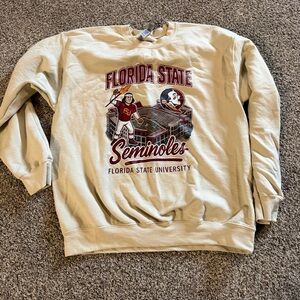 EUC FLORIDA STATE Cream Crewneck SEMINOLES Florida State Graphic LARGE gildan